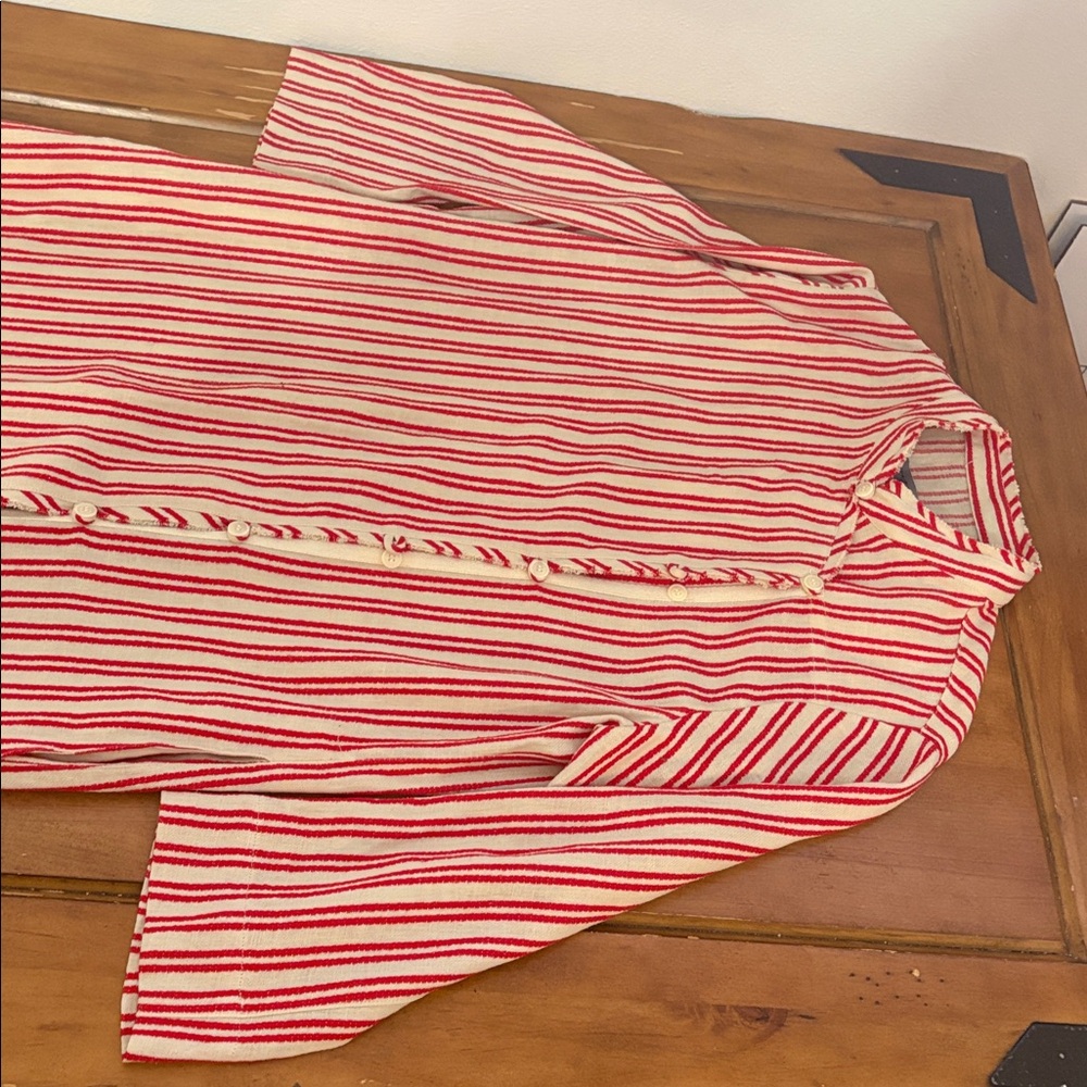 Raquel Allegra Red and Cream Duster Dress Size 2 - Picture 4 of 15